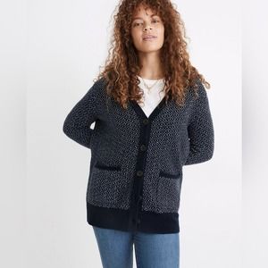 Madewell Bird's Eye Maysfield Cardigan Sweater in Coziest Yarn (size S)